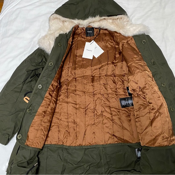 Theory Parka in Forest Green - Picture 4 of 7